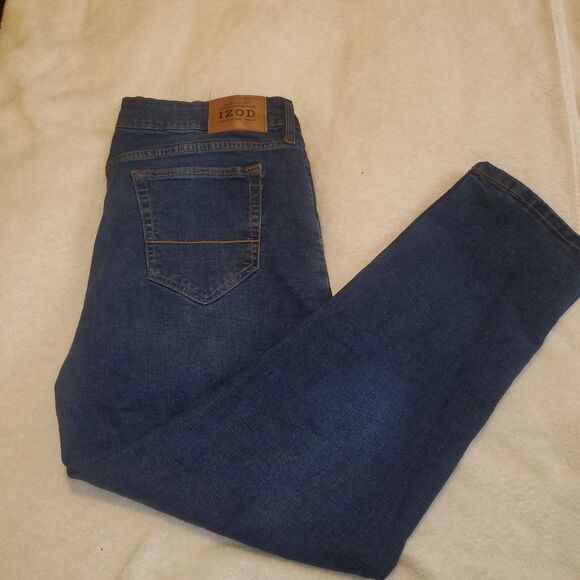 IZOD Woman's 38X32 Jeans, Straight Leg, Stretch, Dark Wash, EUC, Denim - Picture 1 of 5